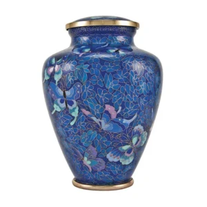 Blue Butterfly Cloisonne Urn
