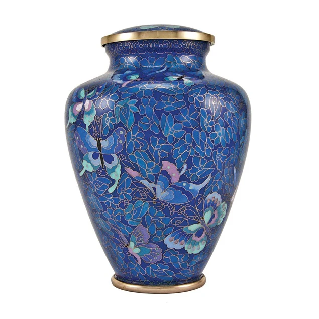 Blue Butterfly Cloisonne Urn