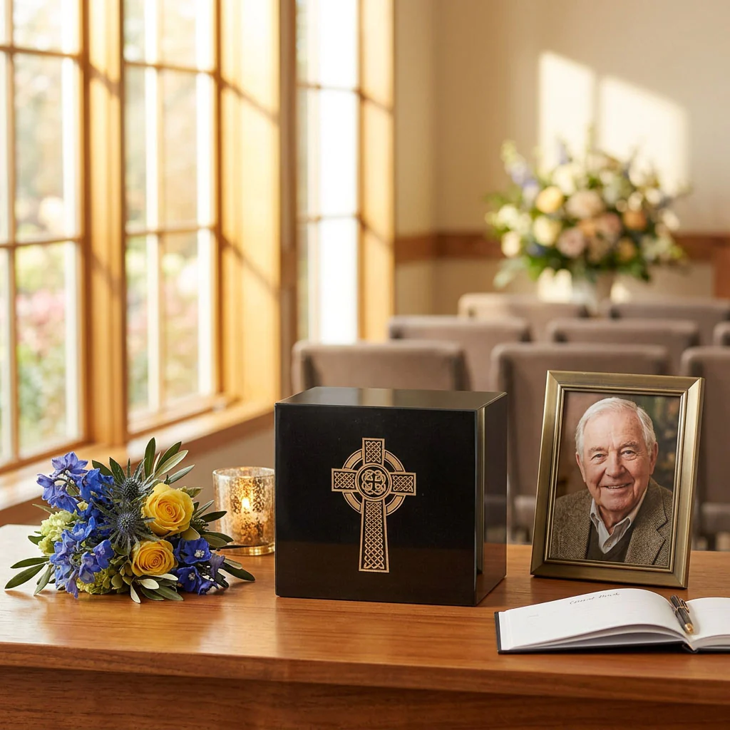Keystone Black Marble Cremation Urn - Image 2