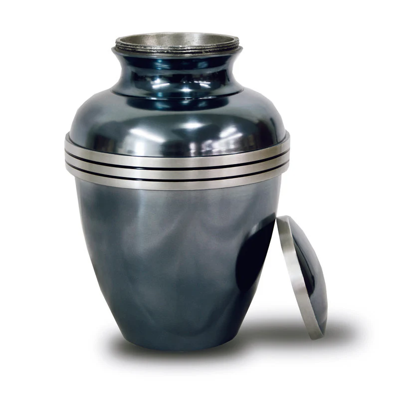 Metallic Blue Cremation Urn