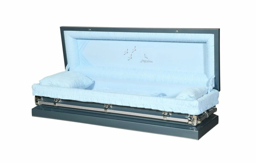 Nova Light Blue Full Couch Steel Casket - Image 3