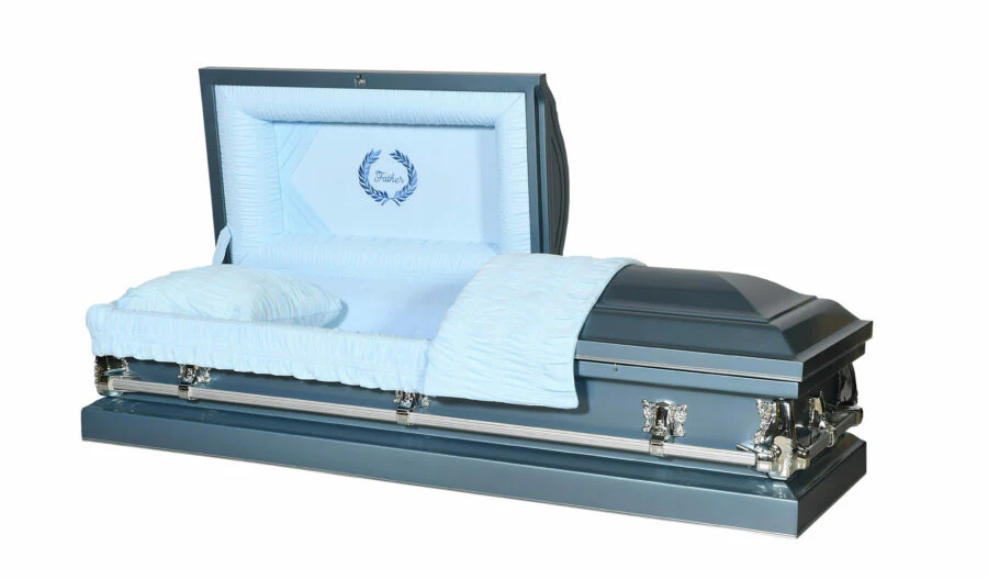 Nova Light Blue Half Couch Steel Casket - Image 3