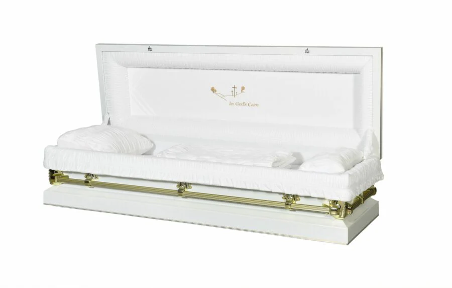 Nova White Full Couch Steel Casket