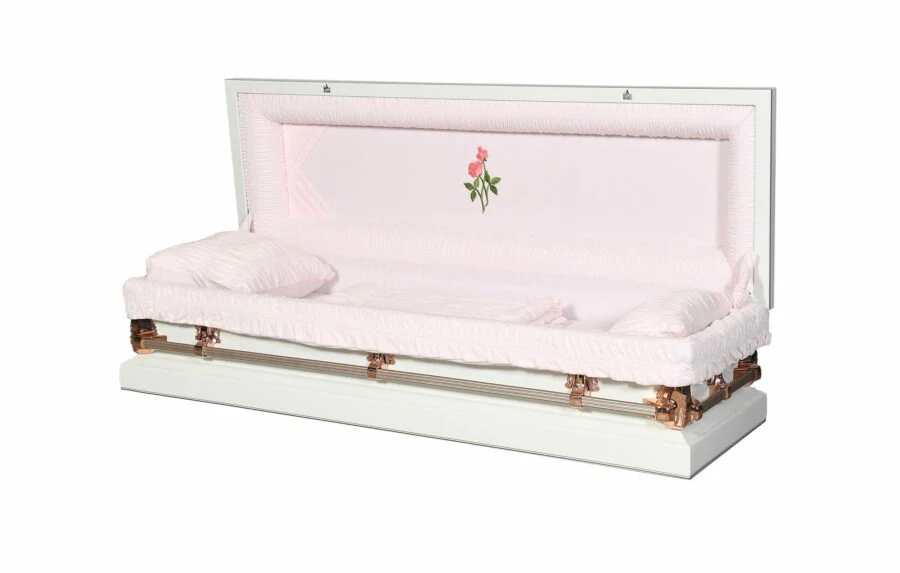 Nova White Pink Full Couch Steel Casket