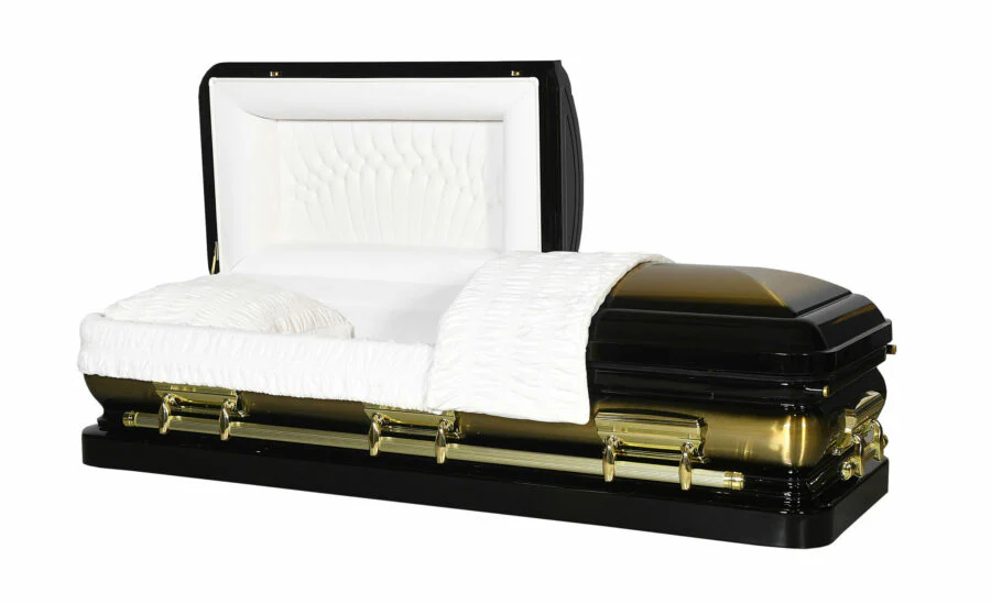 Presidential Ebony Gold Half Couch Steel Casket
