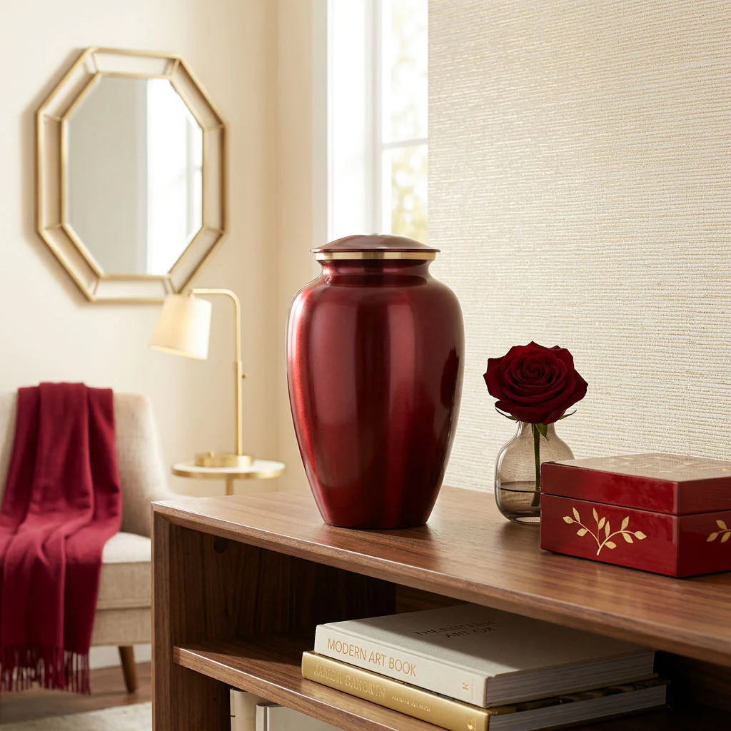 Red Cremation Urn - Image 4