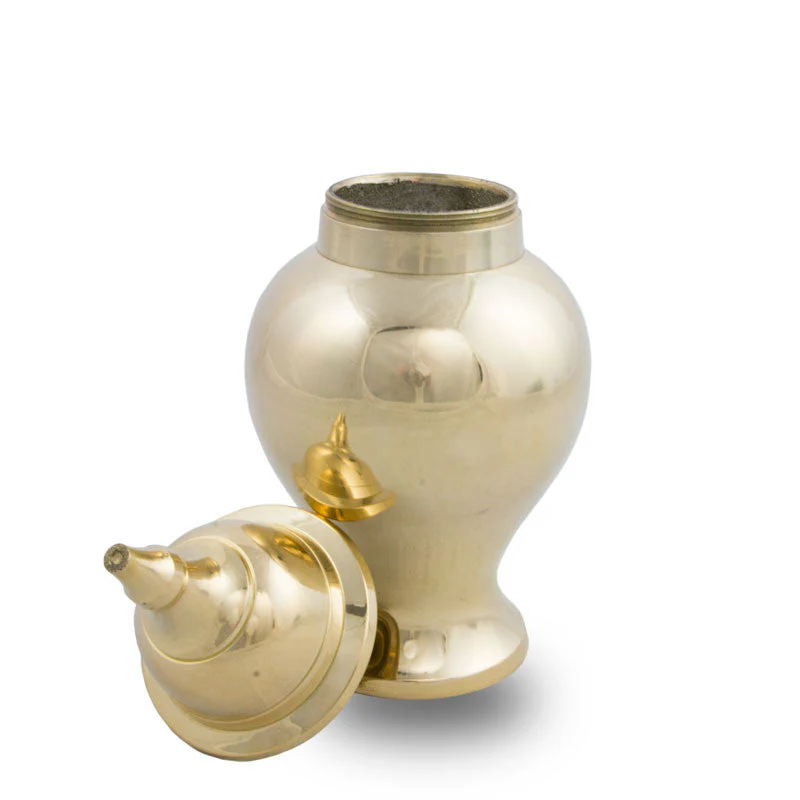 Shiny Brass Dog Urn - Image 2