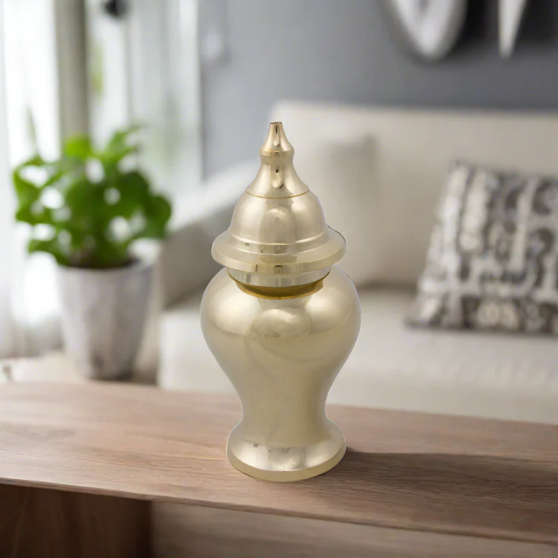 Shiny Brass Dog Urn - Image 2
