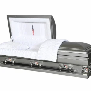 Solace XL Silver Half Couch Steel Casket