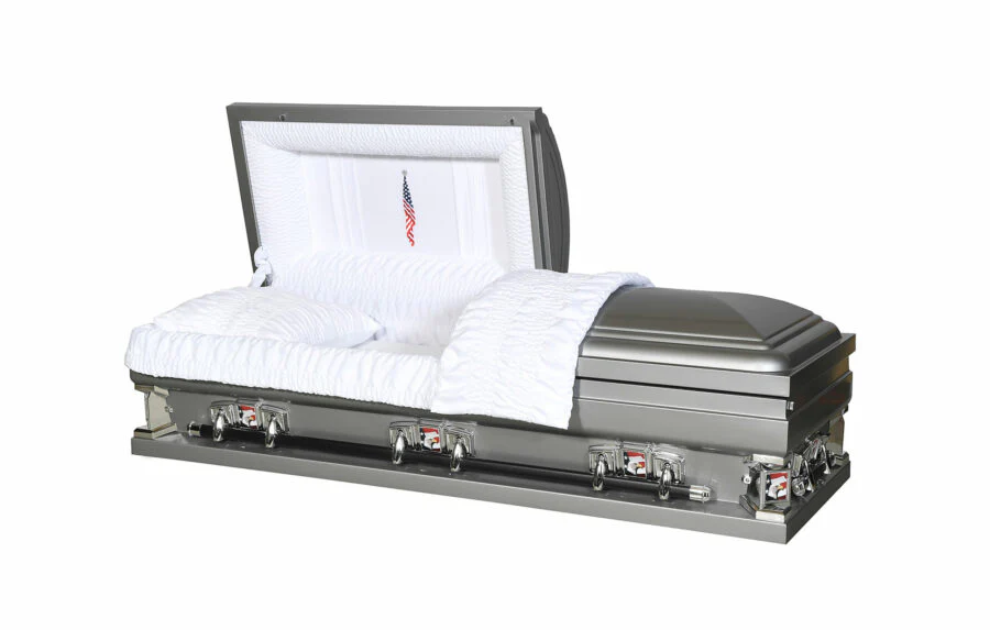 Solace XL Silver Half Couch Steel Casket